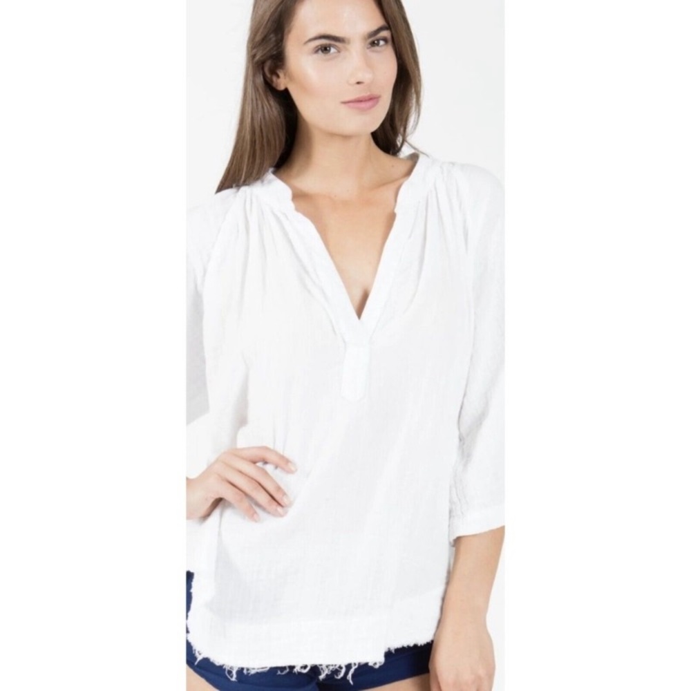 9 SEED Marrakesh Double Gauze Blouse Top in Dashiki White